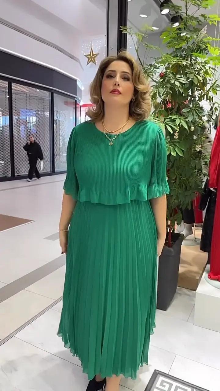 Eleganza | Robe longue à col rond et demi-manches - Zevessa