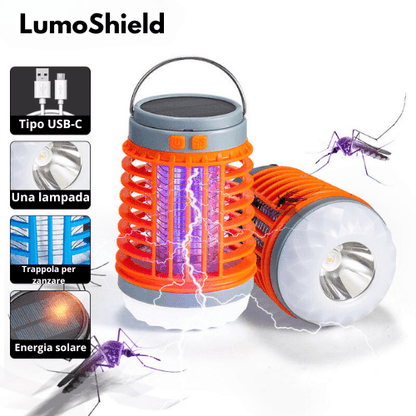 2 in 1 Lampada solare da campeggio UV per zanzare | LumoShield