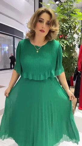 Eleganza | Robe longue à col rond et demi-manches - Zevessa