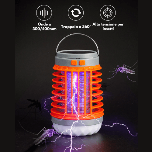 2 in 1 Lampada solare da campeggio UV per zanzare | LumoShield