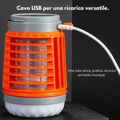 2 in 1 Lampada solare da campeggio UV per zanzare | LumoShield