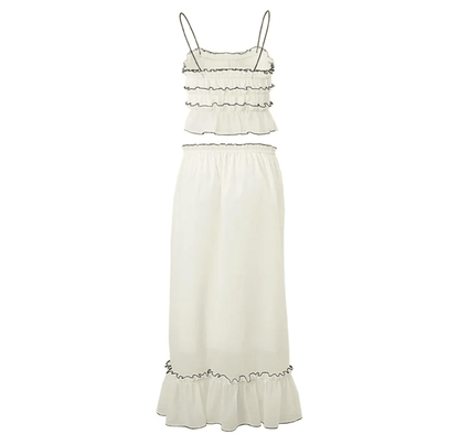Cream Long Skirt Set | Blissful