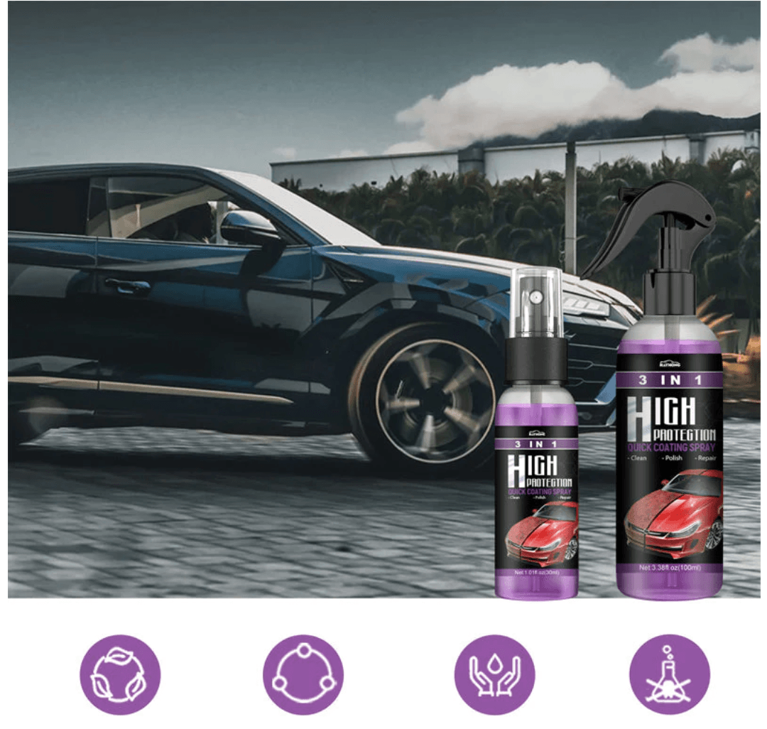 3 in 1 Car Coating Spray with Sponge and Cloth | Magic AutoSpray 