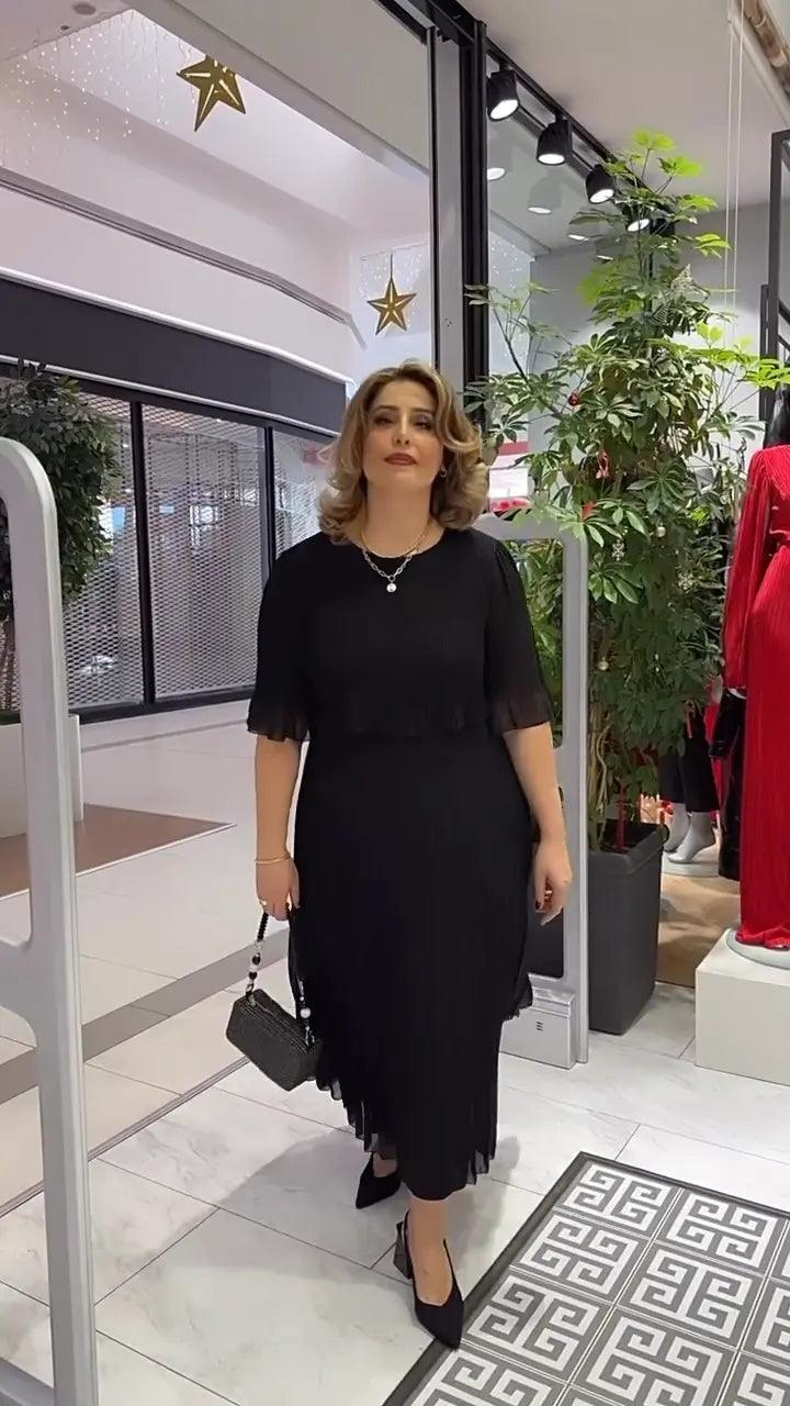 Eleganza | Robe longue à col rond et demi-manches - Zevessa