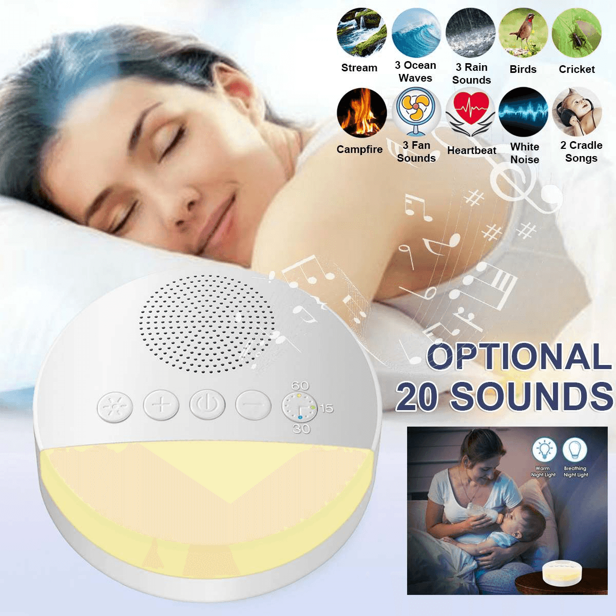 Enceinte à bruits relaxants pour dormir - Zevessa